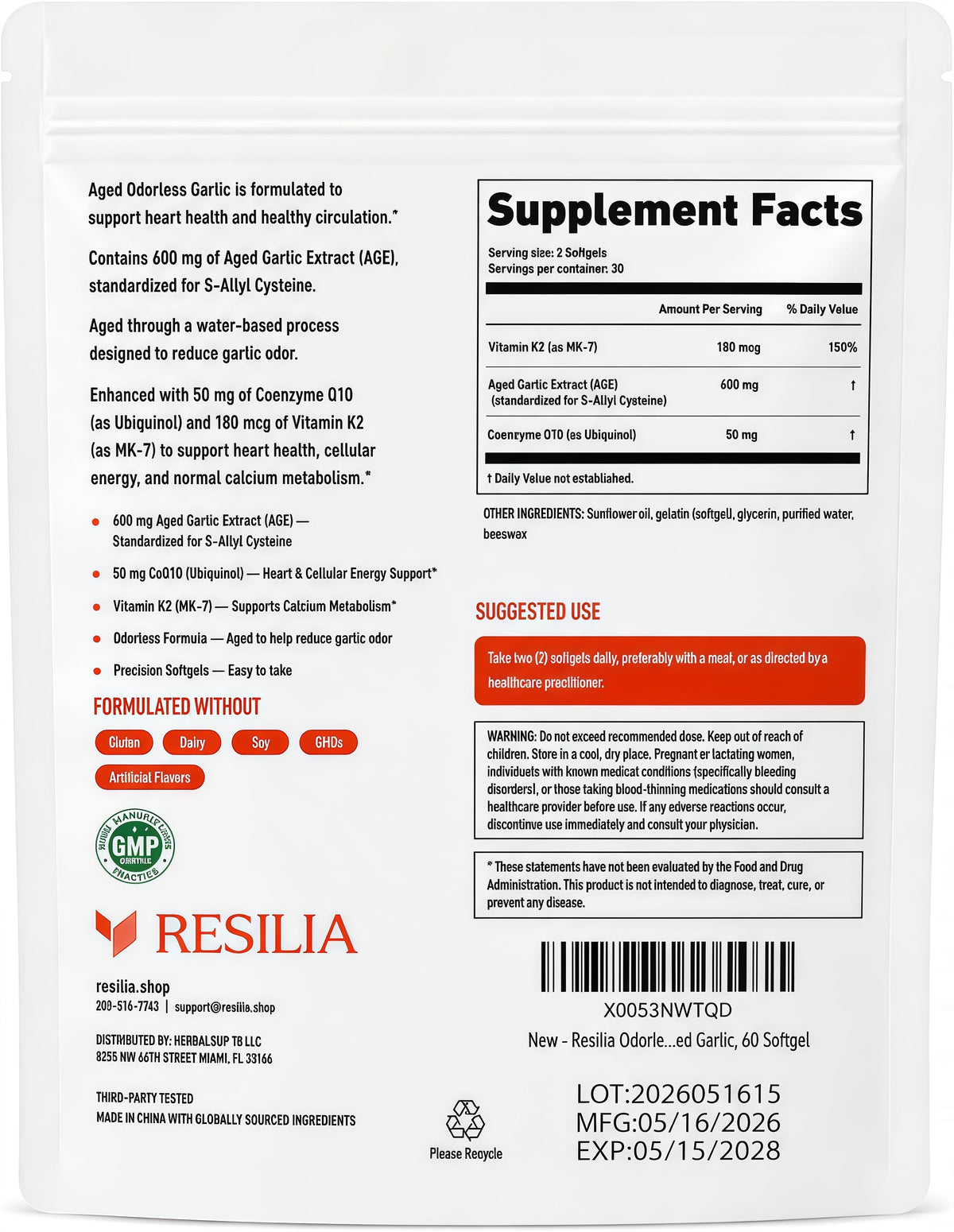 Resilia® Aged Odorless Garlic